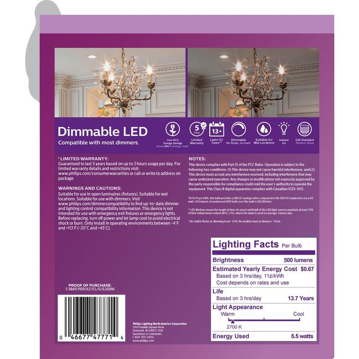 Philips 60-Watt Equivalent B11 Dimmable Edison Glass LED Candle Light Bulb Bent Tip Medium Base Soft White (2700K) (3-Pack)