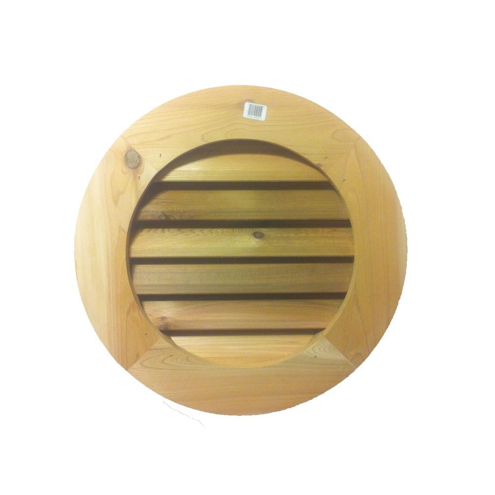18 in. x 18 in. Round Wood Built-in Screen Gable Louver Vent - Super Arbor