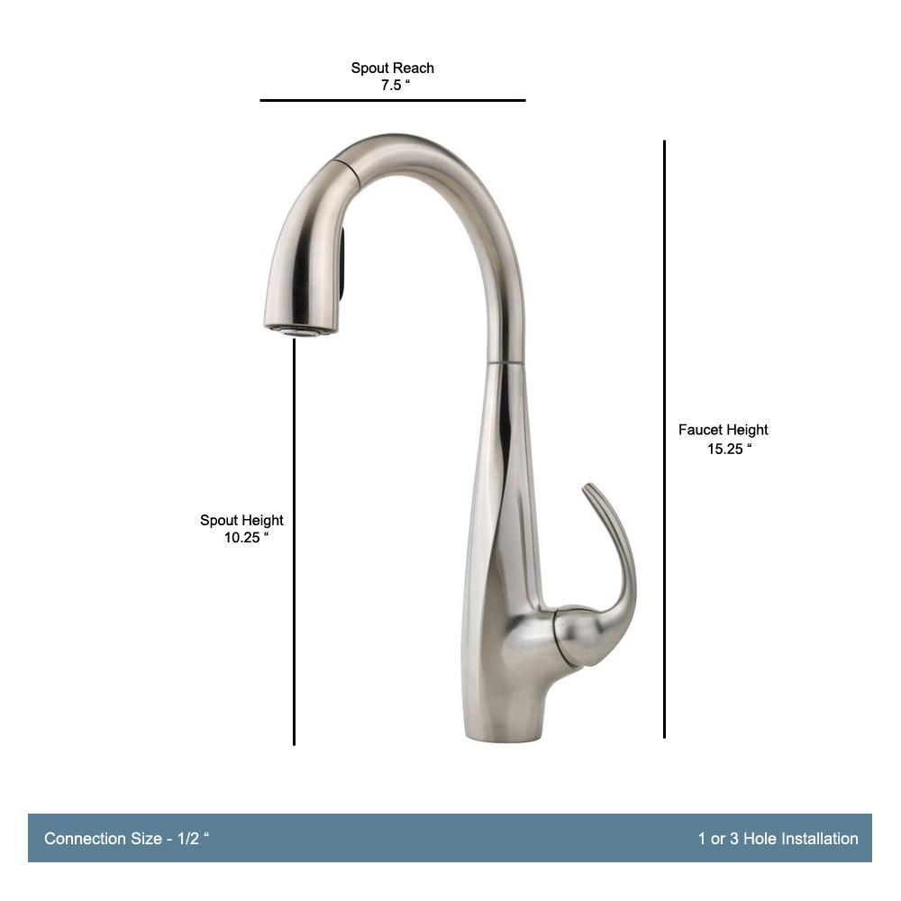 Avanti Single-Handle Pull-Down Sprayer Kitchen Faucet in Stainless Steel - Super Arbor