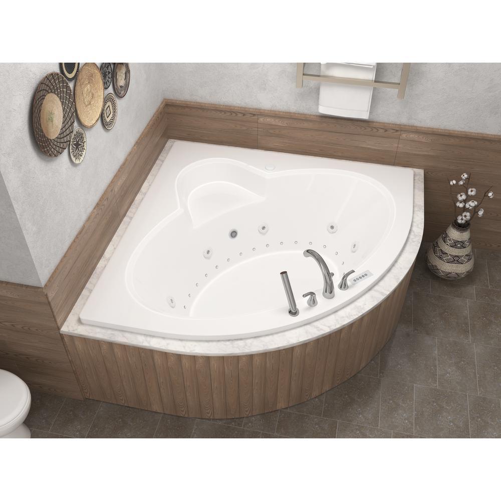 Jasper Diamond 5 ft. Acrylic Corner Drop-in Air and Whirlpool Bathtub in White - Super Arbor