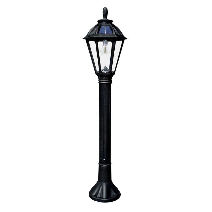 Polaris Solar Medium 1-Light Black Resin LED Outdoor Post Light and Bollard Lamp Post with Warm-White GS LED Bulb