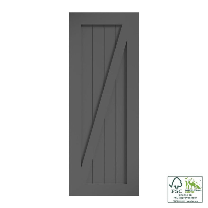 36 in. x 84 in. Z-Shape Solid Core Grey Finished Interior Barn Door Slab - Super Arbor