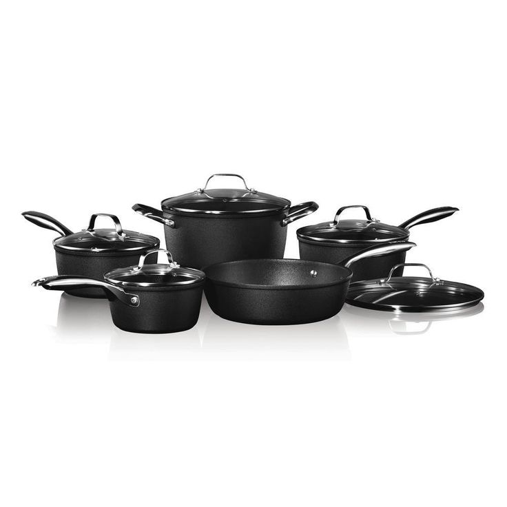 The Rock Bakelite 8-Piece Aluminum Nonstick Cookware Set in Black Speckle