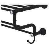 Allied Brass Carolina Crystal Collection 36-in Towel Shelf with Double Towel Bar in Matte Black