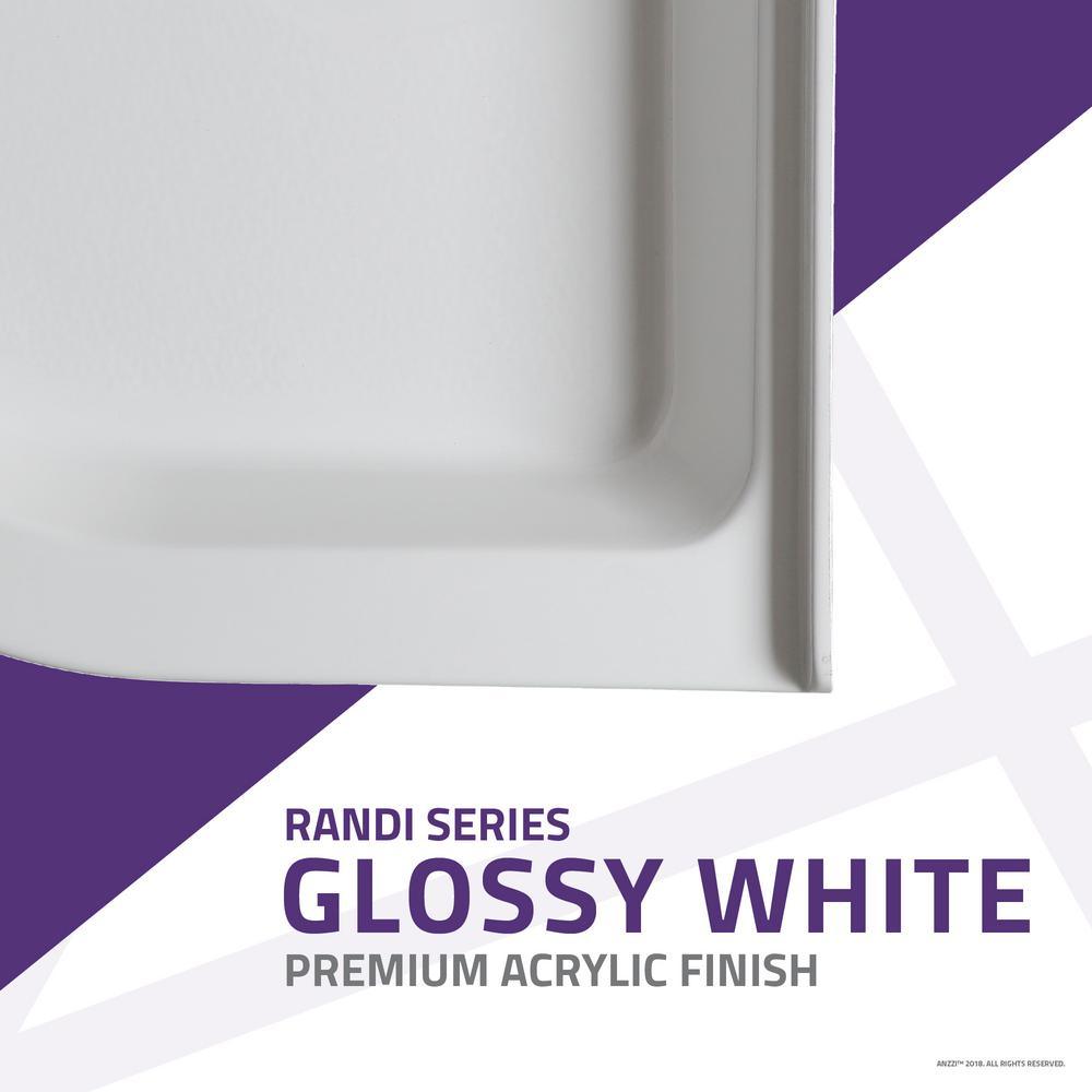 Randi 36 in. x 36 in. Double Threshold Shower Base in White - Super Arbor