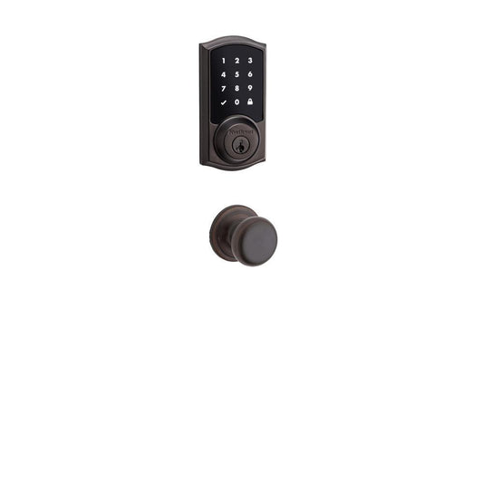 Z-Wave SmartCode Touchscreen Venetian Bronze Single Cylinder Electronic Deadbolt featuring Juno Hall/Closet Knob - Super Arbor