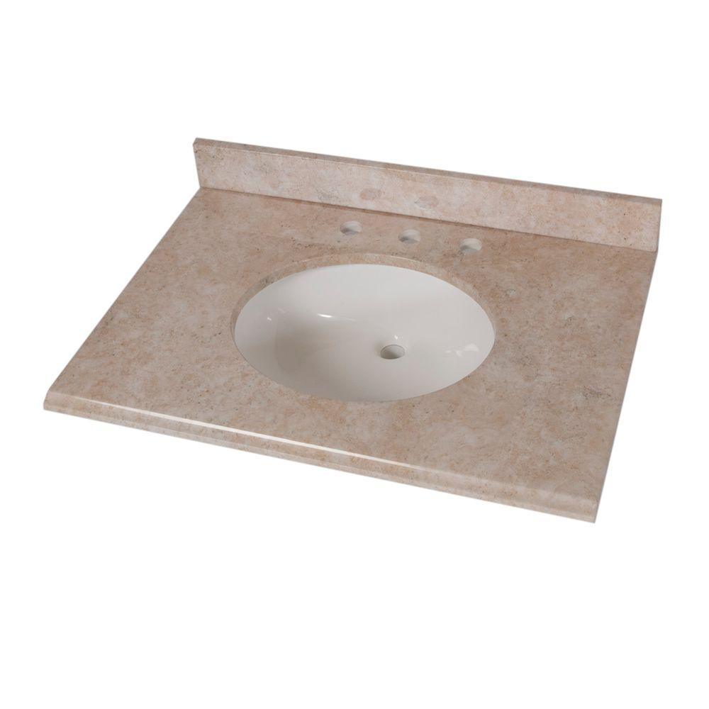 31 in. x 22 in. Stone Effects Vanity Top in Cascade with White Sink - Super Arbor