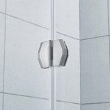 Glamour 38 in. x 73.90 in. Semi-Frameless Pivot Corner Shower Door in Satin Nickel with 38 in. x 38 in. Base in White - Super Arbor