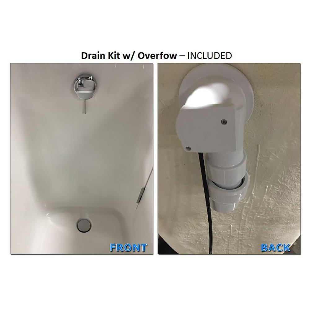 5 ft. Rectangular Right Drain Walk-In Non-Whirlpool Tub in White - Super Arbor