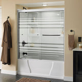 Simplicity 60 in. x 58-1/8 in. Semi-Frameless Traditional Sliding Bathtub Door in Nickel with Rain Glass - Super Arbor