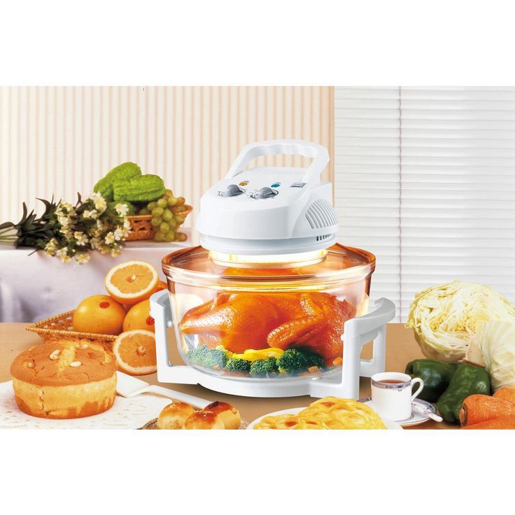 1300 W White Countertop Convection Oven with Built-in Timer and Extender Ring