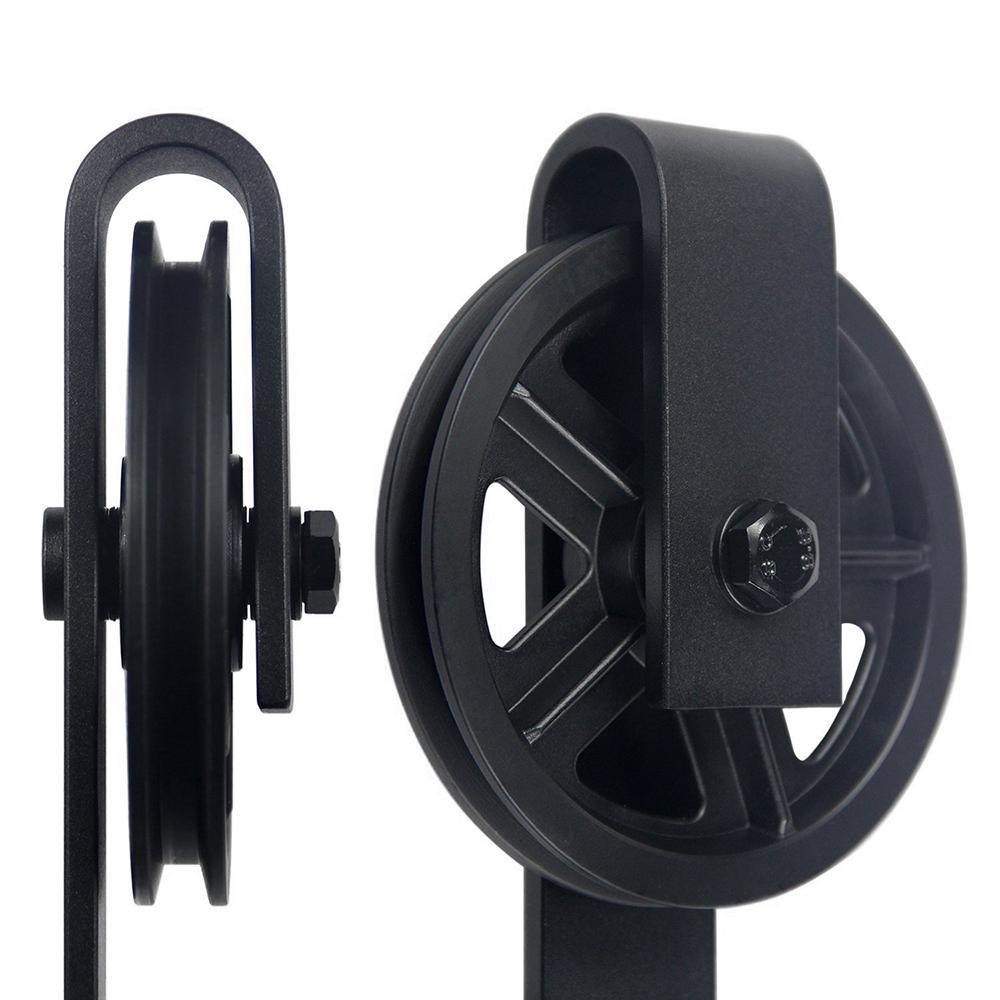 5 ft./60 in. Top Mount Big Wheel Black Barn Style Sliding Door Track and Hardware Set for Single Door - Super Arbor