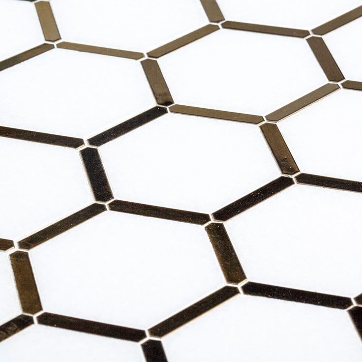 Jeffrey Court Karats White 10.625 in. x 11.125 in. x 8 mm Hexagon Natural Stone/Metal Wall and Floor Mosaic Tile