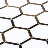 Jeffrey Court Karats White 10.625 in. x 11.125 in. x 8 mm Hexagon Natural Stone/Metal Wall and Floor Mosaic Tile