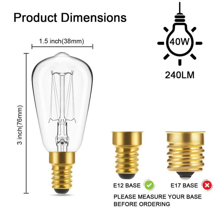 YANSUN 40-Watt ST38 E12 Edison Incandescent Light Bulb (6-Pack)