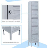 LISSIMO 5 Door 5-Shelf Gray Storage Lockers with Lock Door, Metal Storage Cabinet 5 Tier for Employees, School,Gym, Home, Office
