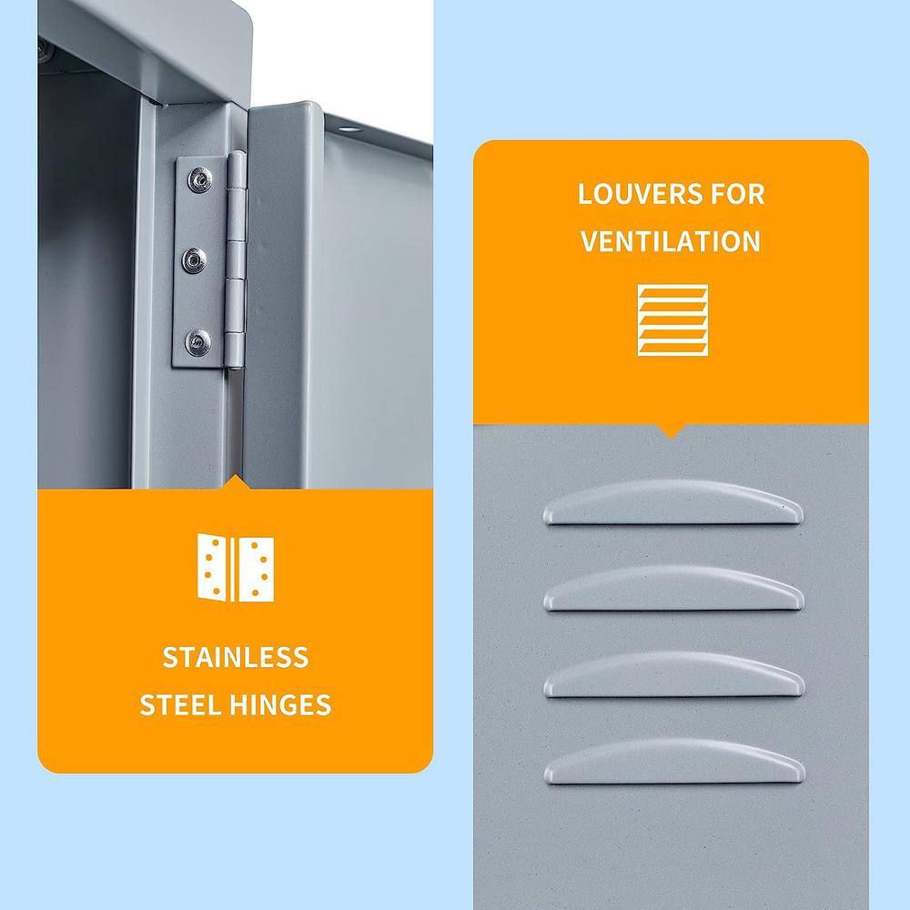 LISSIMO 5 Door 5-Shelf Gray Storage Lockers with Lock Door, Metal Storage Cabinet 5 Tier for Employees, School,Gym, Home, Office