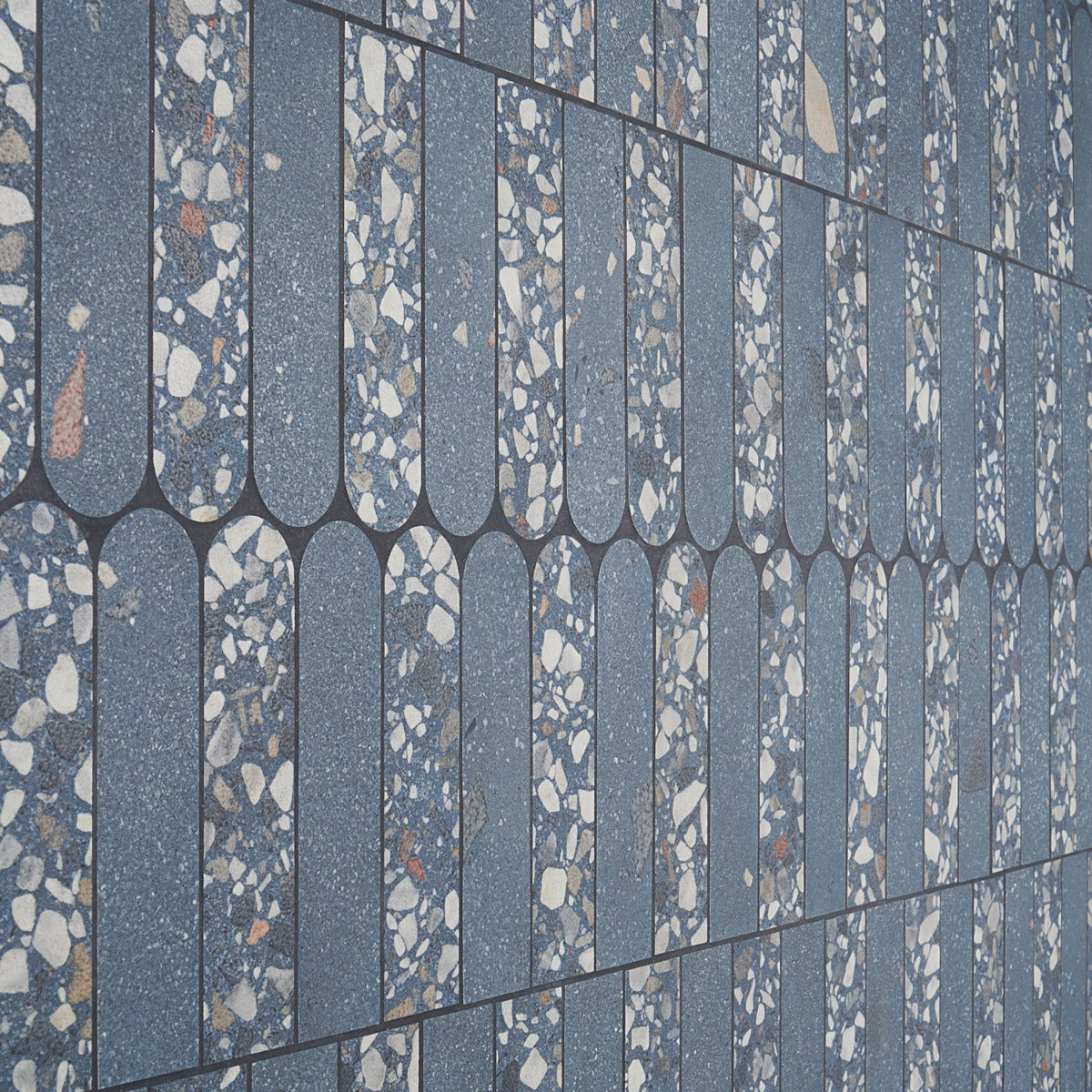 Kobe Fin Ocean Blue Terrazzo Look Matte Porcelain Mosaic Tile - Lux Tile