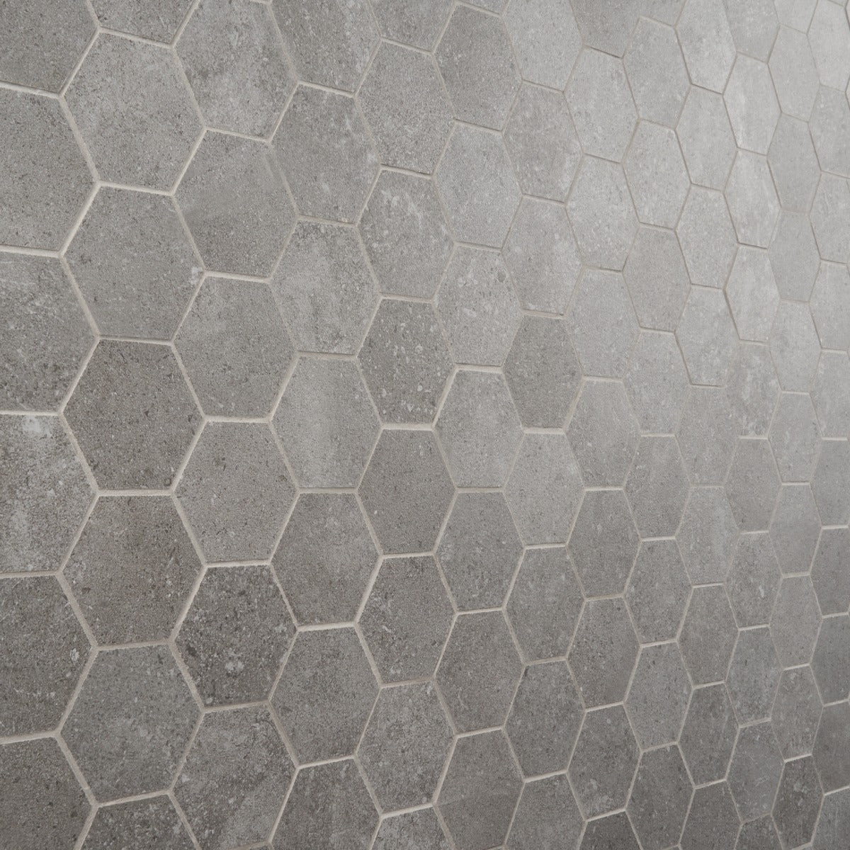 Lux Tile New Rock Fossil Dark Gray 3" Hexagon Matte Porcelain Mosaic Tile
