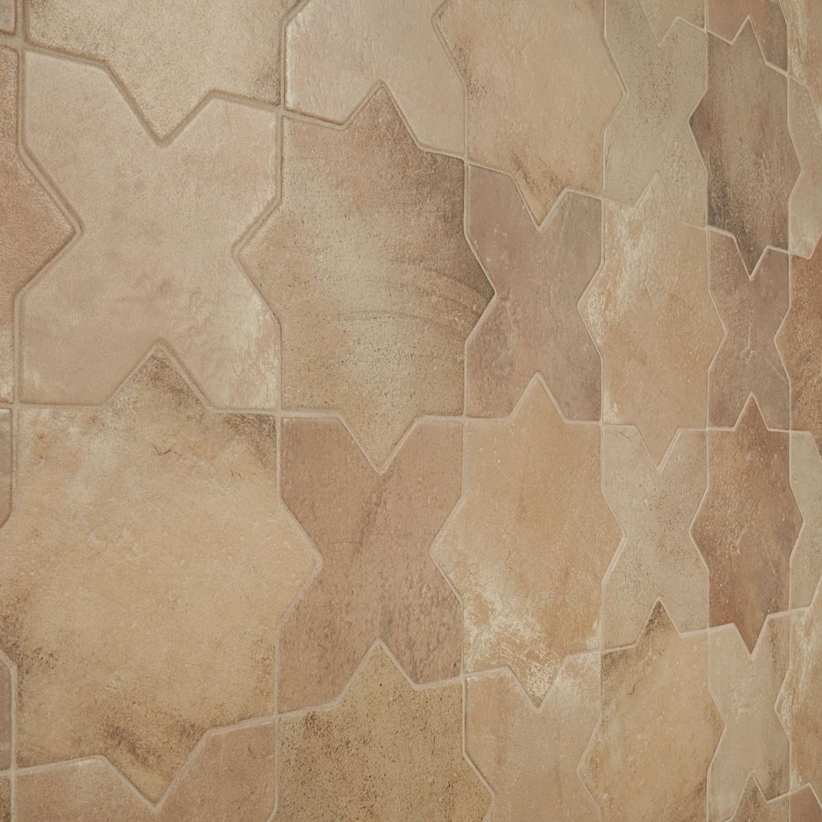Lux Tile Parma Cotto Brown Matte Star and Cross 6" Terracotta Look Porcelain Tile