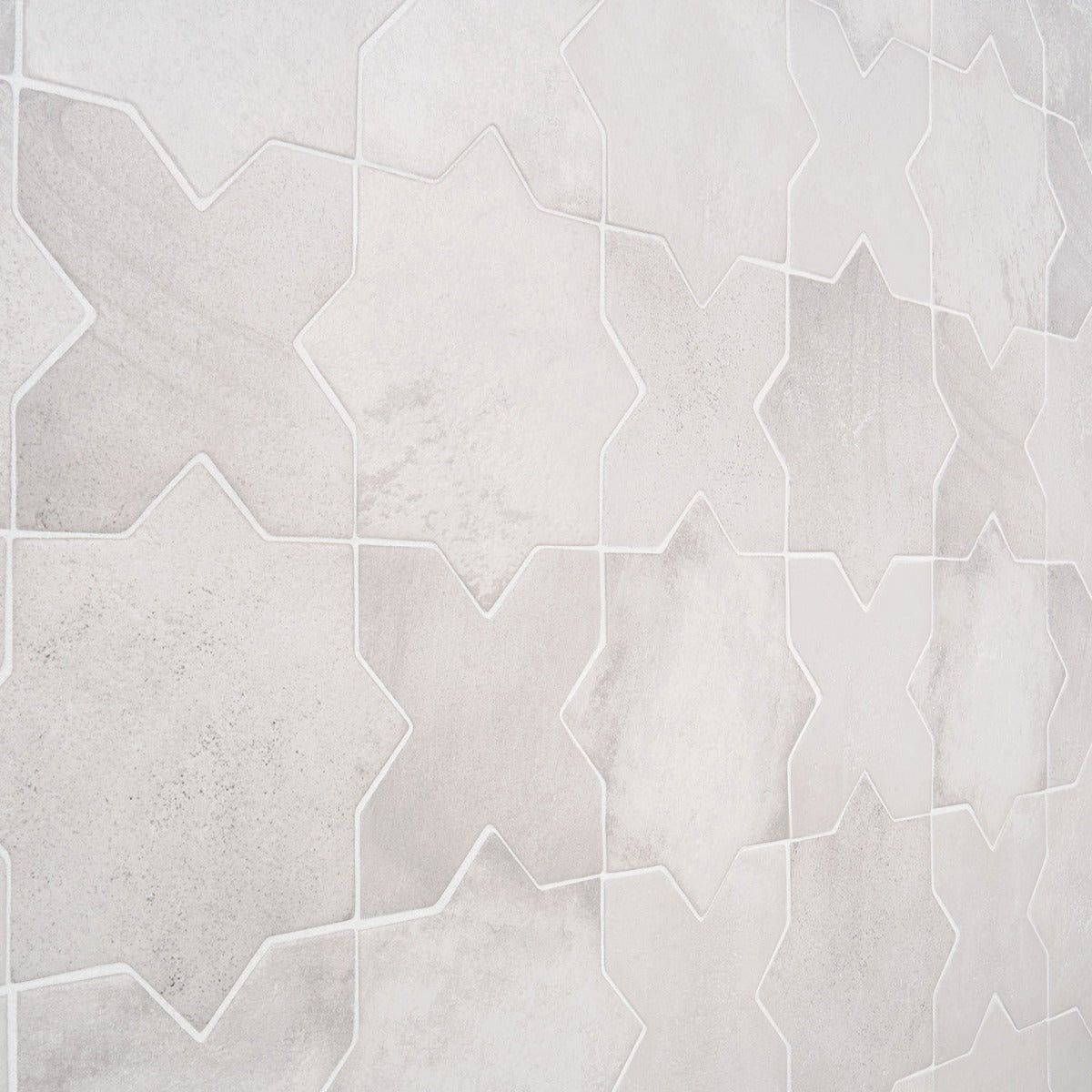 Parma White Matte Star and Cross 6" Terracotta Look Porcelain Tile