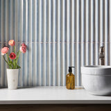 Ponto Iris White Fluted 5x16 3D Polished Porcelain Tile by Lux Tile