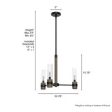 Hunter River Mill 3-Light Matte Black Rustic Led Bare Bulb Chandelier