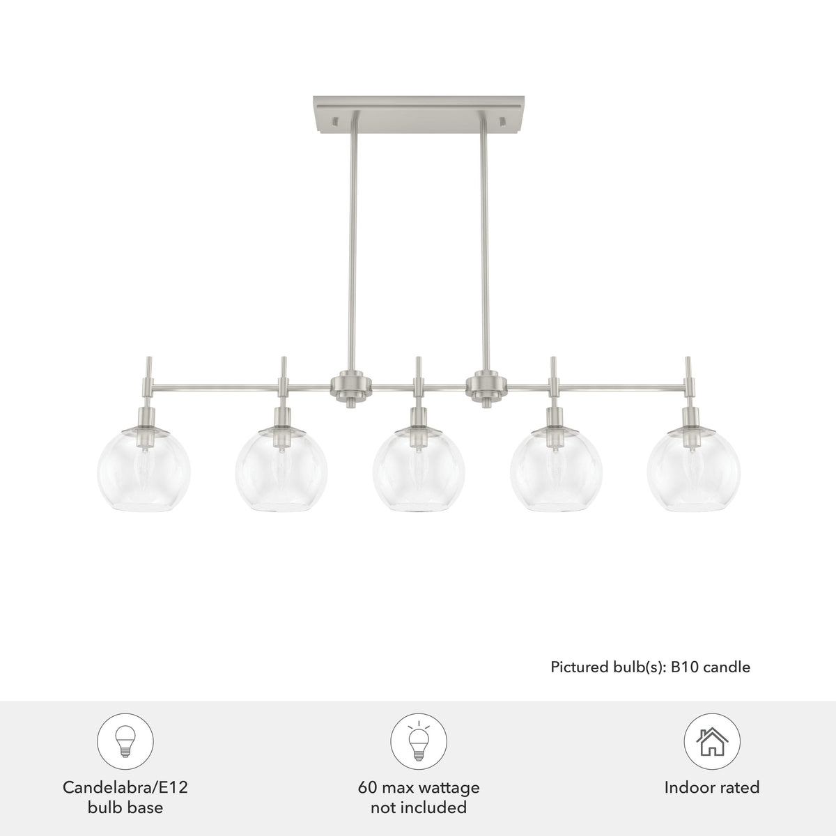 Hunter Xidane 5-Light Brushed Nickel Mid-century Led Crystal Chandelier