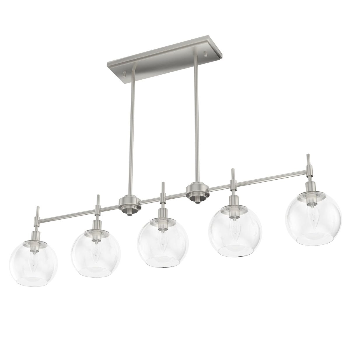 Hunter Xidane 5-Light Brushed Nickel Mid-century Led Crystal Chandelier