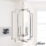 Hunter Zoanne 4-Light Brushed Nickel Modern/Contemporary Geometric LED Medium Hanging Kitchen Island Light
