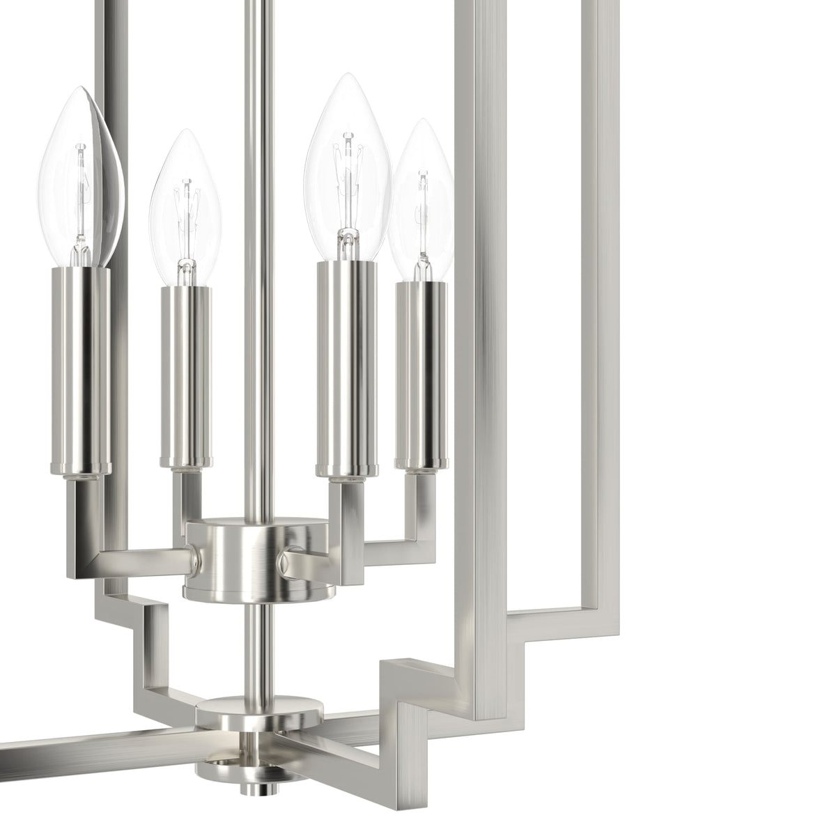 Hunter Zoanne 4-Light Brushed Nickel Modern/Contemporary Geometric LED Medium Hanging Kitchen Island Light