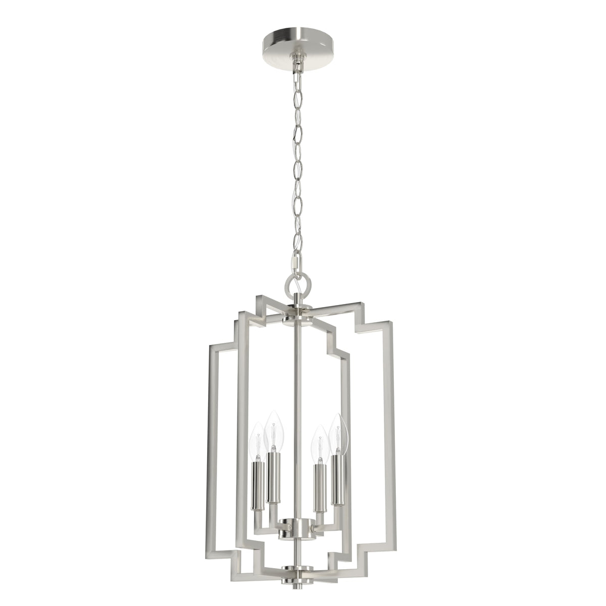 Hunter Zoanne 4-Light Brushed Nickel Modern/Contemporary Geometric LED Medium Hanging Kitchen Island Light