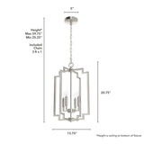 Hunter Zoanne 4-Light Brushed Nickel Modern/Contemporary Geometric LED Medium Hanging Kitchen Island Light