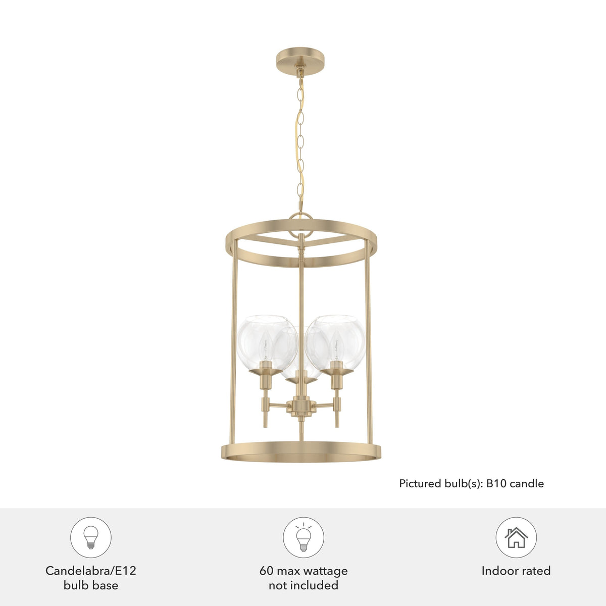 Hunter Xidane 3-Light Alturas Gold Mid-century Clear Glass Geometric LED Medium Hanging Kitchen Island Light