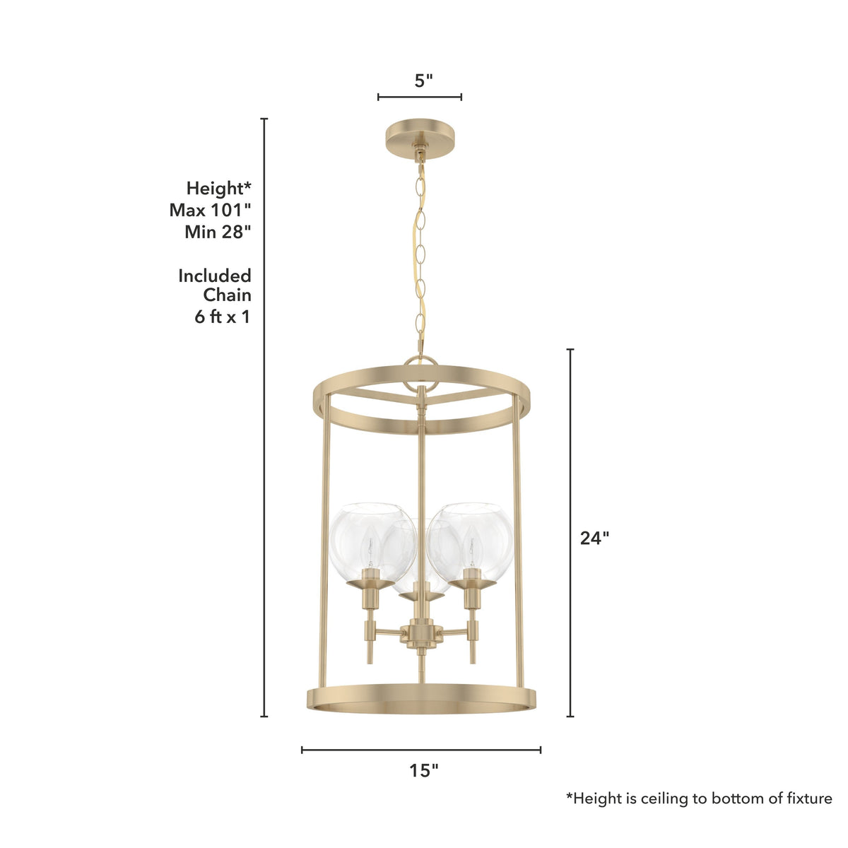 Hunter Xidane 3-Light Alturas Gold Mid-century Clear Glass Geometric LED Medium Hanging Kitchen Island Light