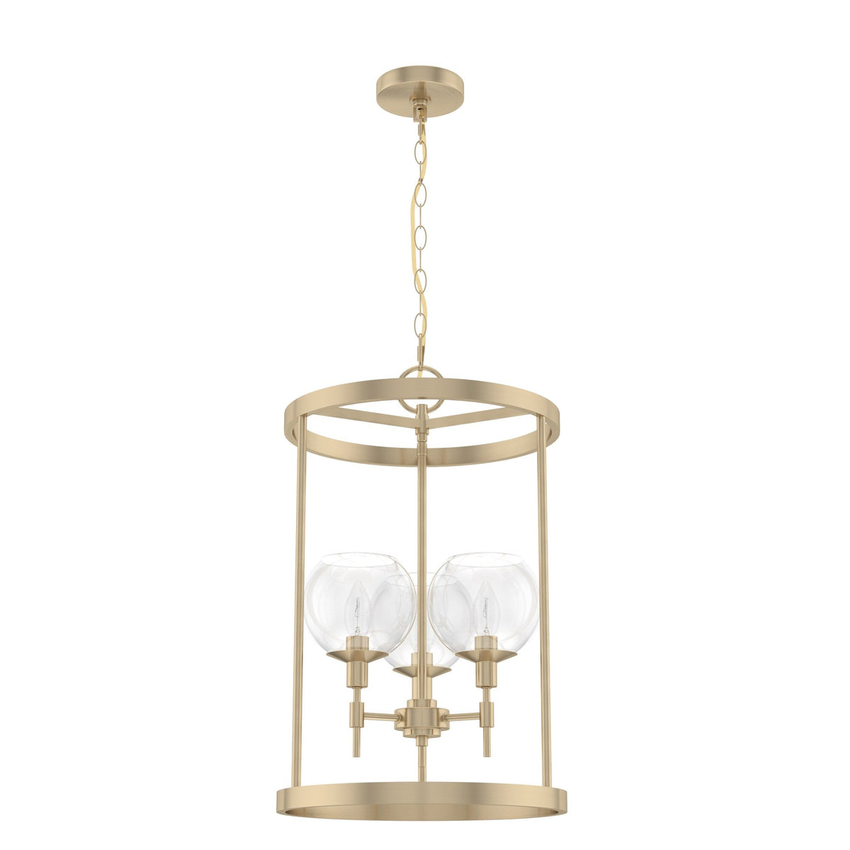 Hunter Xidane 3-Light Alturas Gold Mid-century Clear Glass Geometric LED Medium Hanging Kitchen Island Light