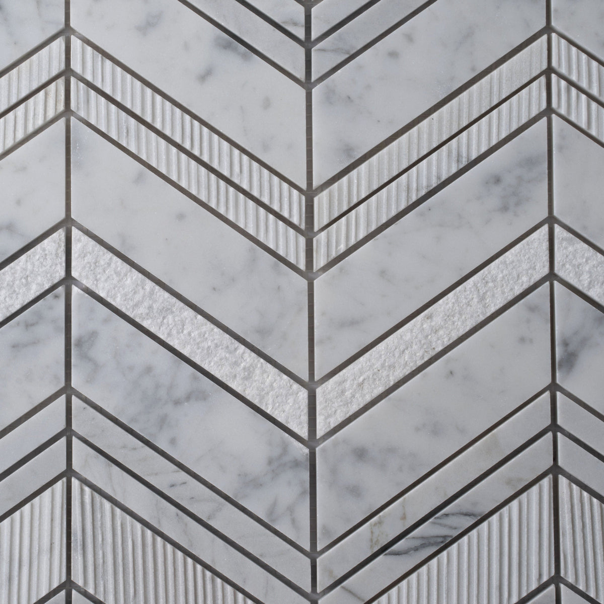Apollo Tile Sparta Gray 13-in x 14-in Polished Natural Stone Marble Chevron Patterned Floor and Wall Tile (6.09-sq. ft/ Carton)