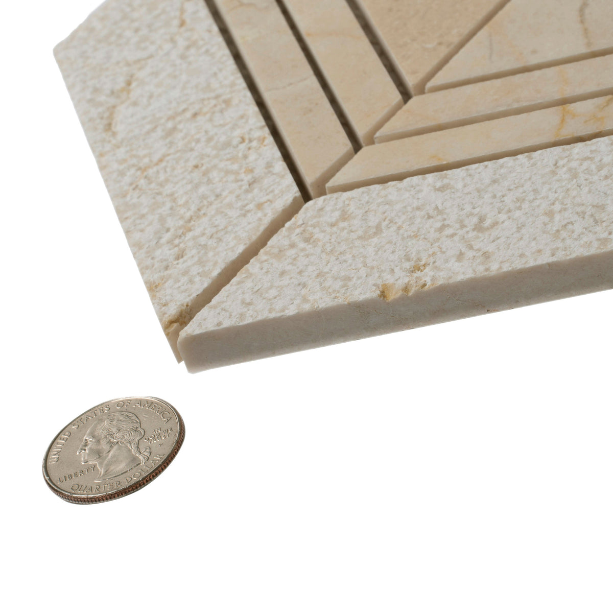 Apollo Tile (Sample) Sparta Beige 4-in x 4-in Polished Marble Chevron Marble Look Floor and Wall Tile