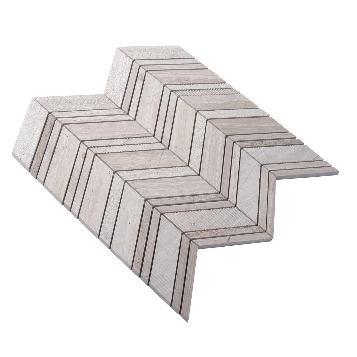 Apollo Tile (Sample) Sparta Wooden Beige 4-in x 4-in Polished Marble Chevron Mosaic Floor and Wall Tile