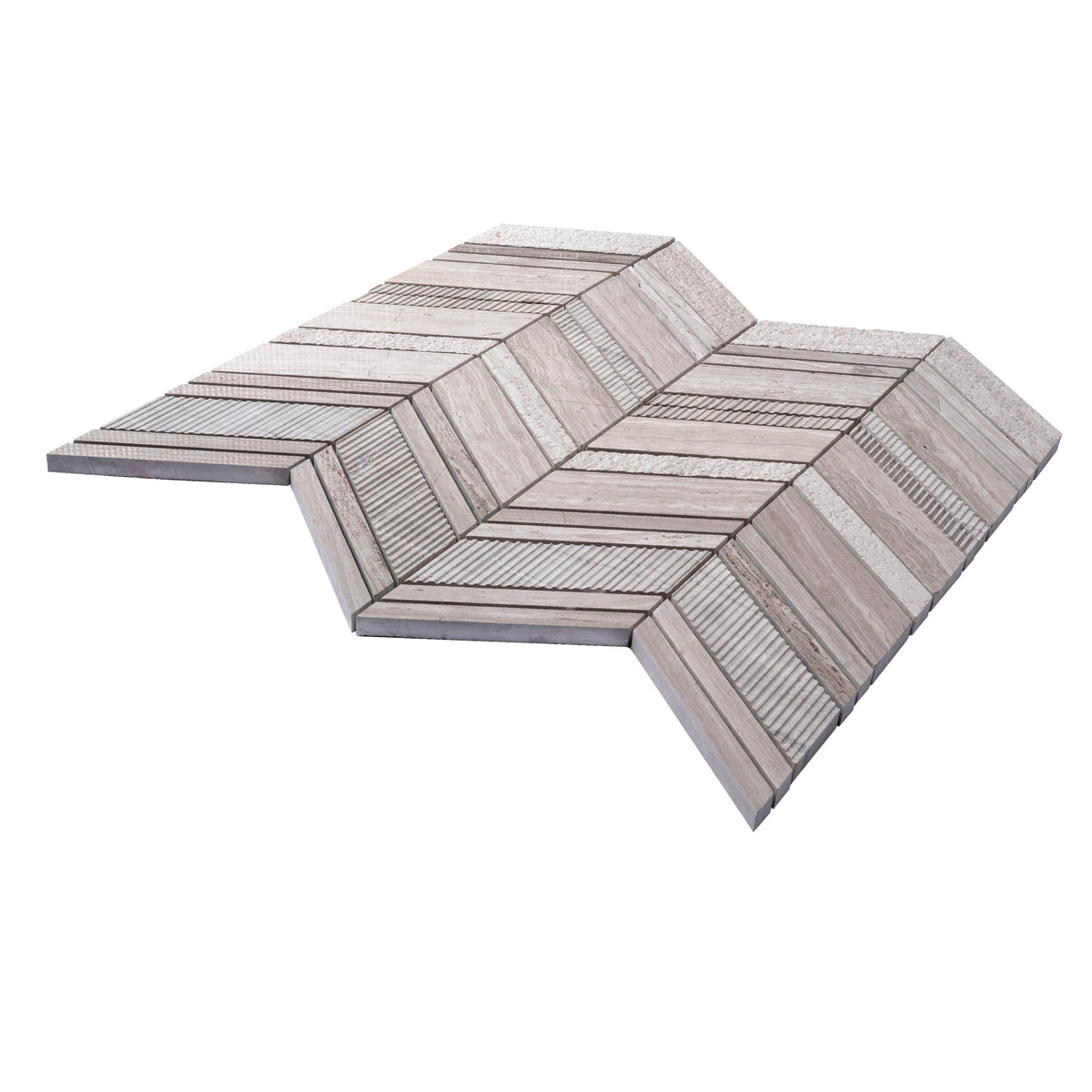 Apollo Tile (Sample) Sparta Wooden Beige 4-in x 4-in Polished Marble Chevron Mosaic Floor and Wall Tile
