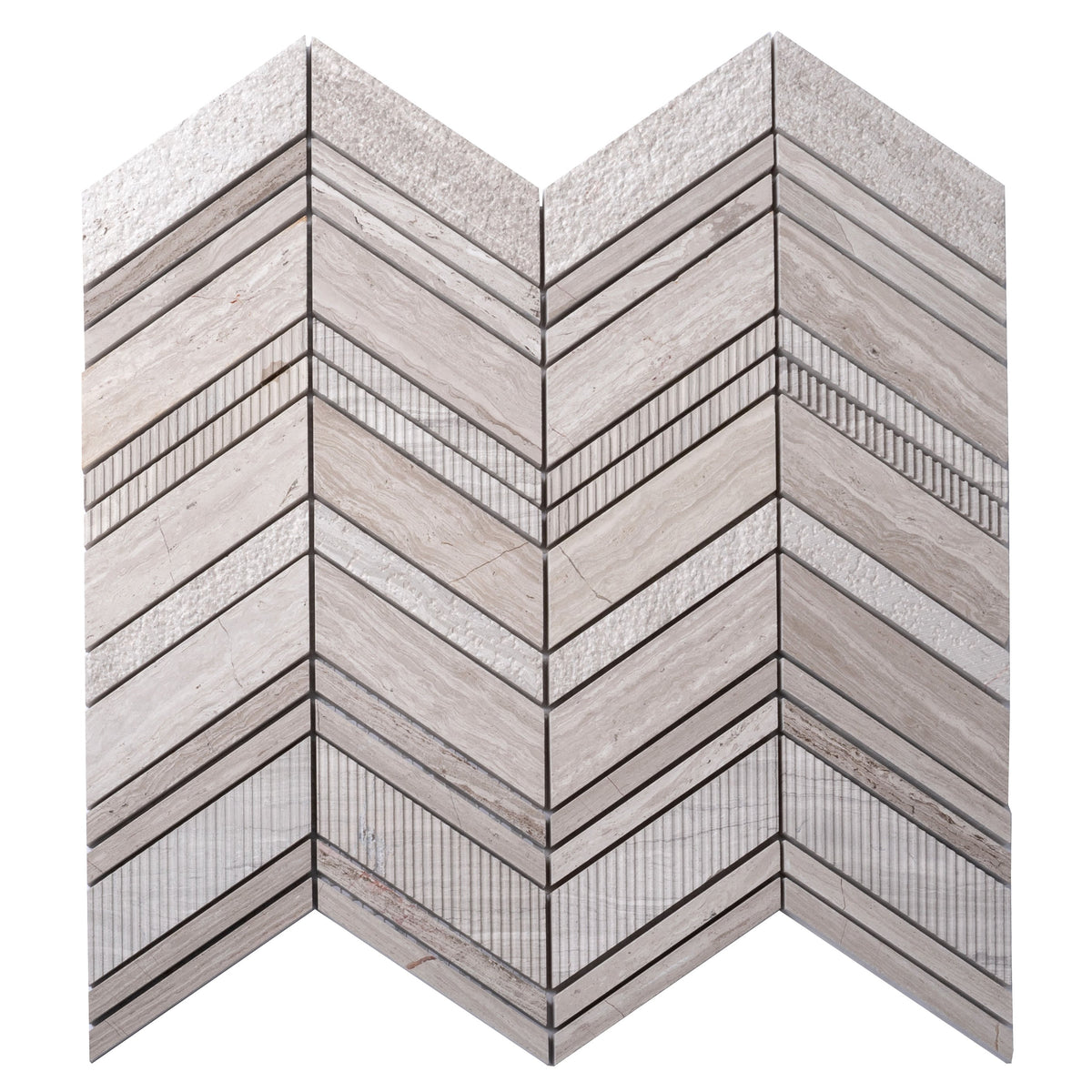Apollo Tile (Sample) Sparta Wooden Beige 4-in x 4-in Polished Marble Chevron Mosaic Floor and Wall Tile
