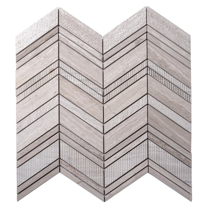 Apollo Tile (Sample) Sparta Wooden Beige 4-in x 4-in Polished Marble Chevron Mosaic Floor and Wall Tile
