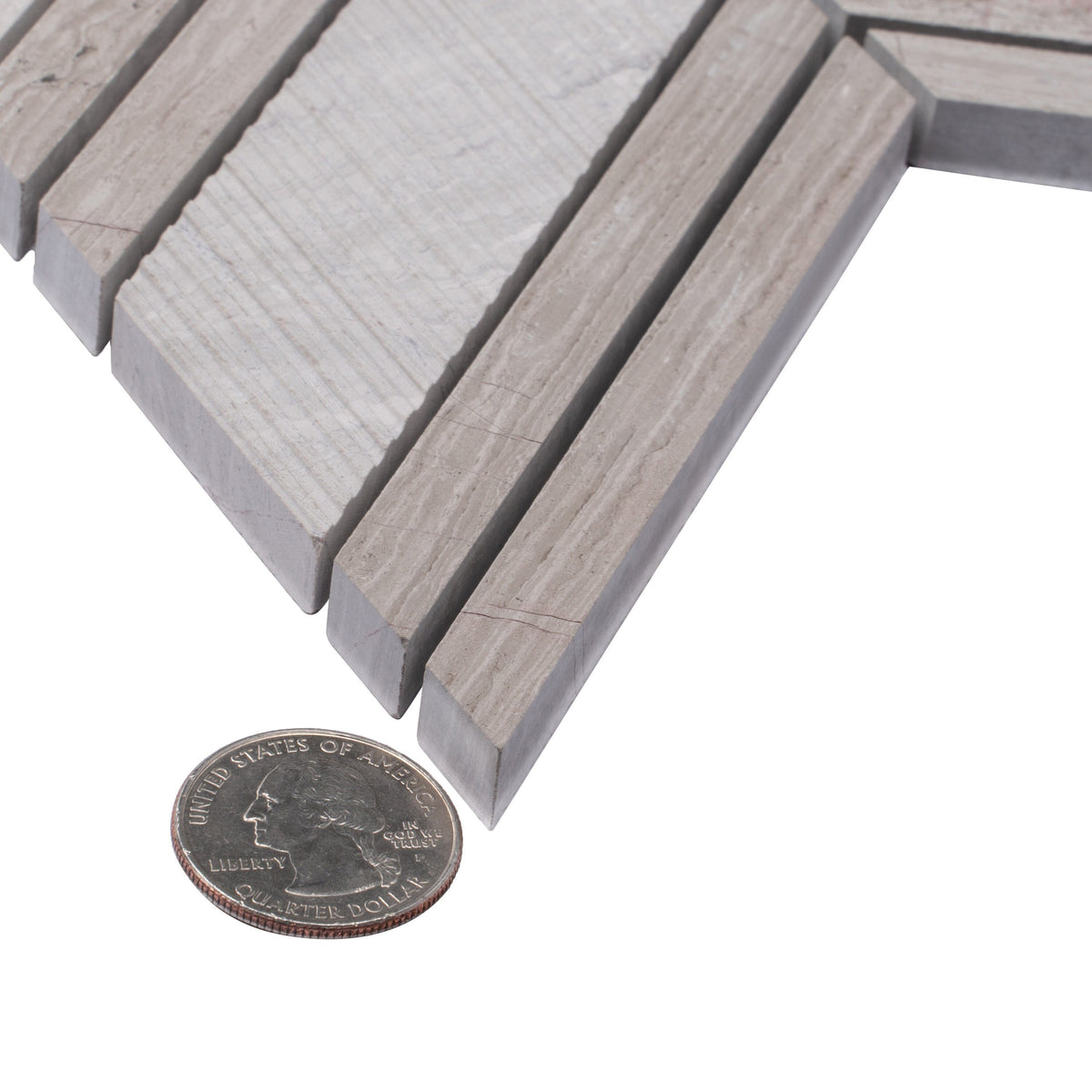 Apollo Tile (Sample) Sparta Wooden Beige 4-in x 4-in Polished Marble Chevron Mosaic Floor and Wall Tile
