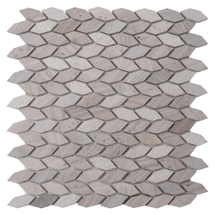 Apollo Tile Sparta Wooden Grey Marble Beige 12-in x 12-in Polished Natural stone Marble Wood look Octagon Mosaic Floor and Wall Tile product image