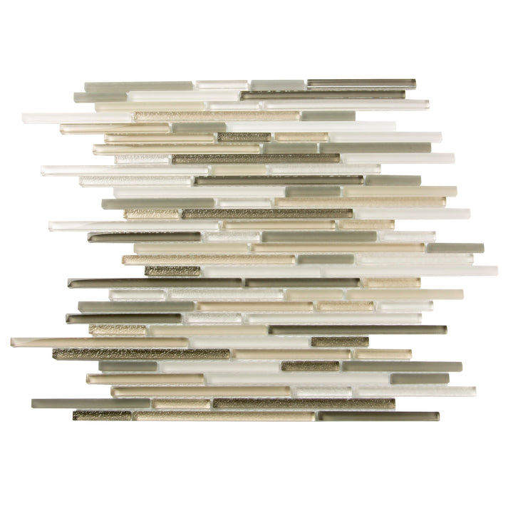 Apollo Tile Waterfall White and Beige 12-in x 12-in Multi-finish Glass Marble look Mosaic Wall Tile product image