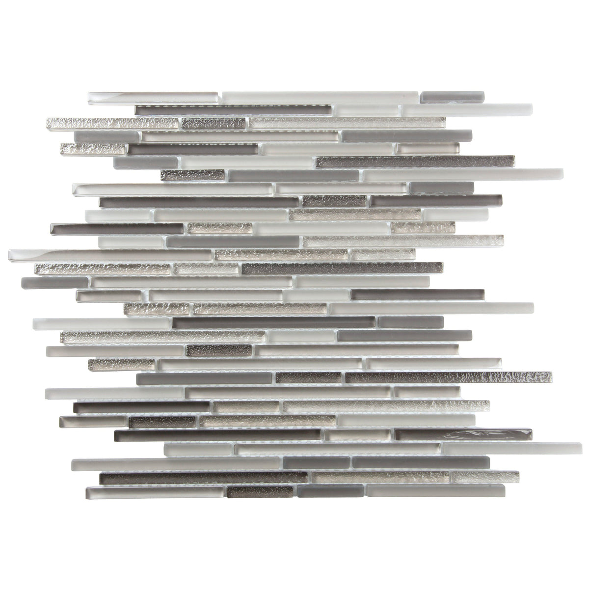Apollo Tile Waterfall White and Iron Gray 12-in x 12-in Multi-finish Glass Linear Marble Look Wall Tile (4.83-sq. ft/ Carton)