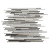 Apollo Tile Waterfall White and Iron Gray 12-in x 12-in Multi-finish Glass Linear Marble Look Wall Tile (4.83-sq. ft/ Carton)