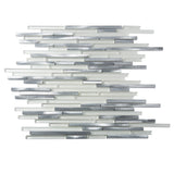 Apollo Tile (Sample) Waterfall White and Silver 4-in x 4-in Multi-finish Marble Linear Marble Look Wall Tile