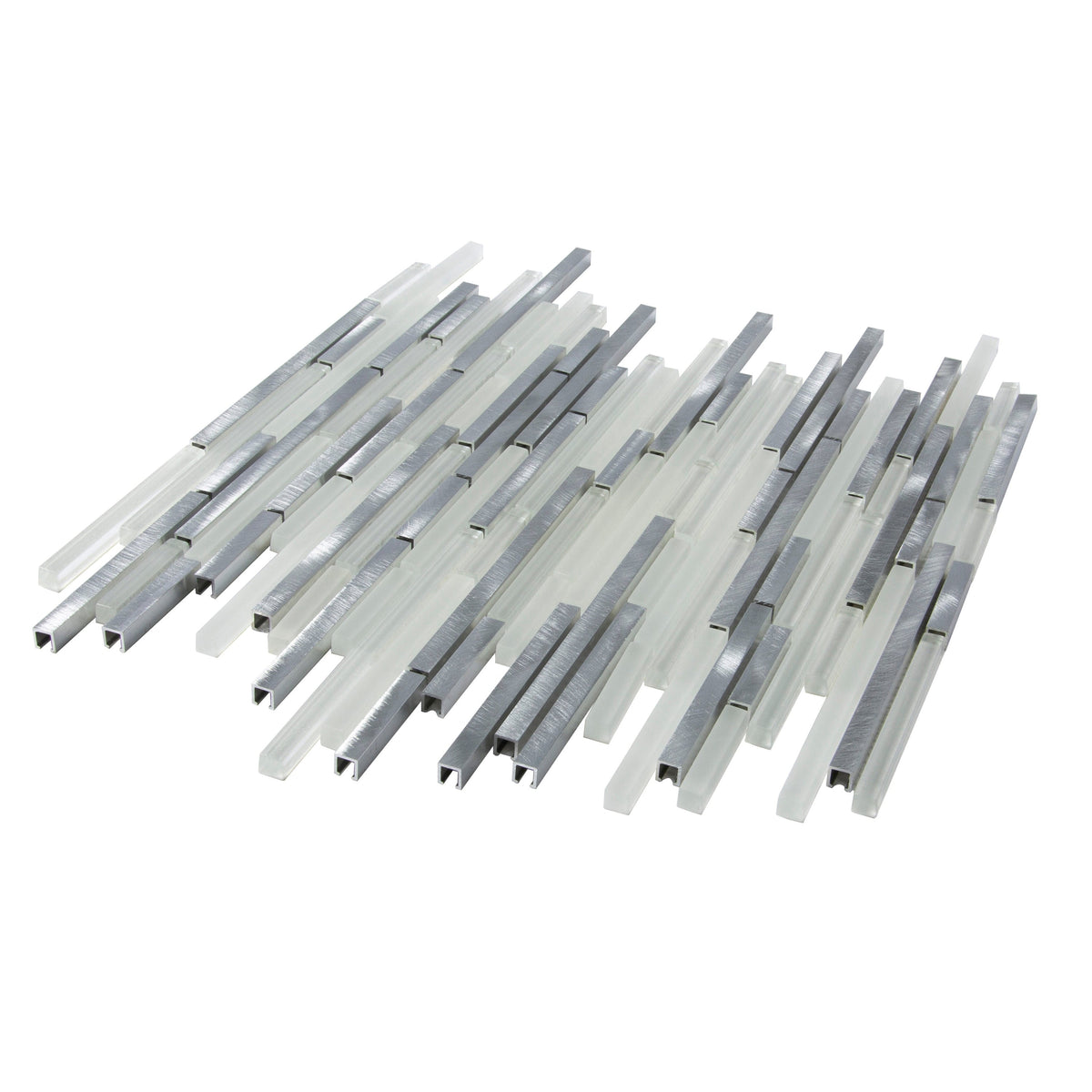 Apollo Tile (Sample) Waterfall White and Silver 4-in x 4-in Multi-finish Marble Linear Marble Look Wall Tile
