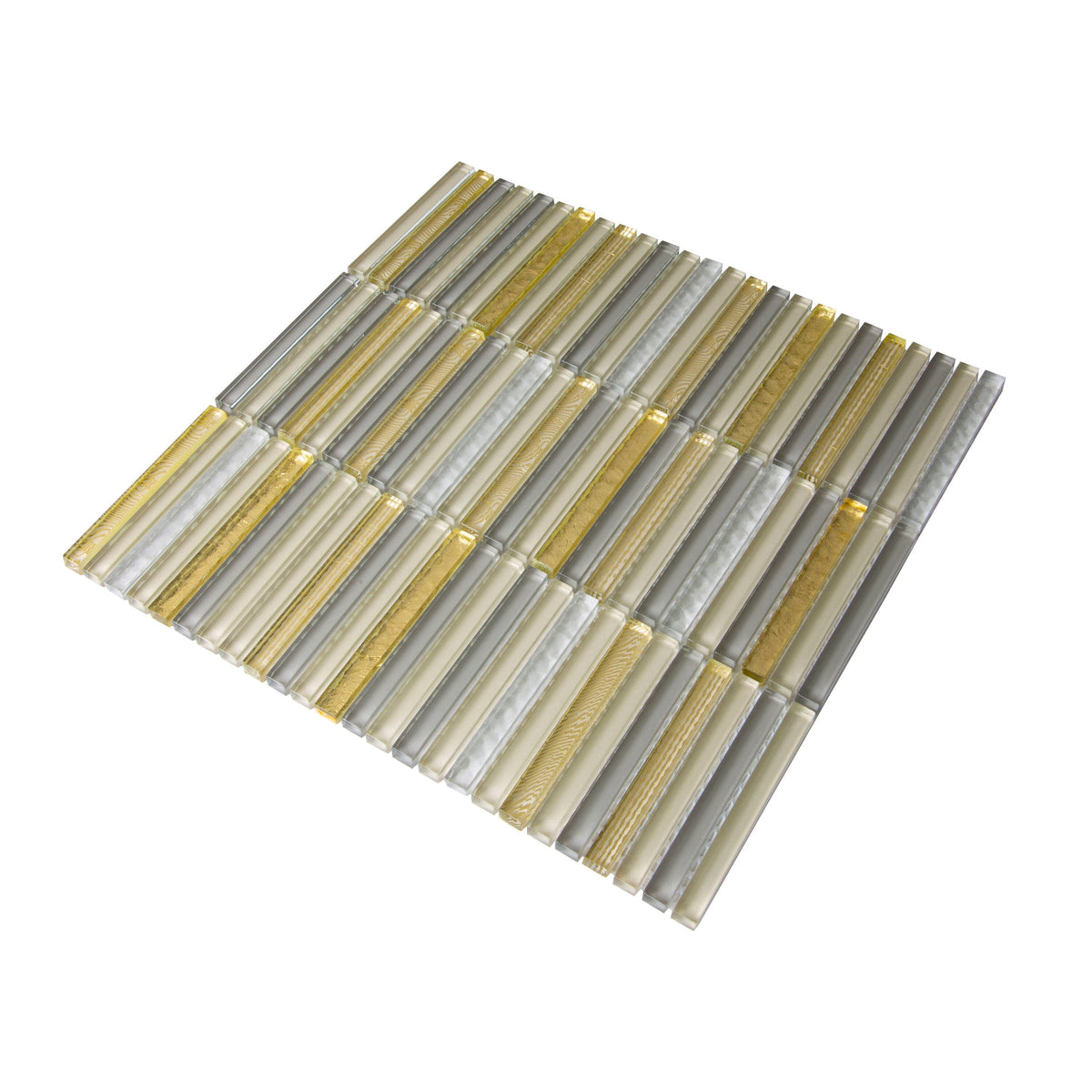 Apollo Tile Waterfall Gold and Beige 12-in x 12-in Glossy Glass Linear Patterned Wall Tile (4.83-sq. ft/ Carton)